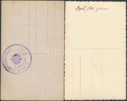 cca 1914-1918, 1941 Katonákról készült fotók, 2 db fotólap, egyik hátoldalon pecséttel jelzett(K.u.K...