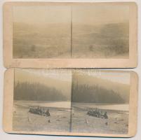 1908  5 db sztereofotó az Olt völgyéből, a kapolcsi völgyből, a Szent Anna-tótól, Kolozsvárról, 8x15...