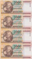 2000. 2000Ft "Millennium" (4x) benne 2db sorszámkövető T:I