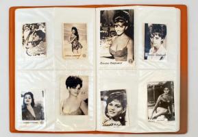 Retró színészfotók a 60-as, 70-es évek sztárjairól(Brigitte Bardot, Alain Delon, Roger Moor, Elke Sommer, Gina Lollobrigida, Belmondo, stb.), többnyire 8x5,5 cm-es méretben