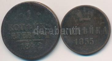 Orosz Birodalom 1842. 1k Cu "I. Miklós" + 1855. 1k Cu "II. Sándor" T:2-,3
Russi...
