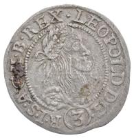 1665K-B 3kr Ag "I. Lipót" Körmöcbánya (1,5g) T:2 patina, szennyeződés Huszár: 1465, Unger II.: 1084.