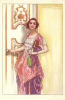 Italian art postcard, lady, Anna & Gasparini 502-5. s: Mauzan