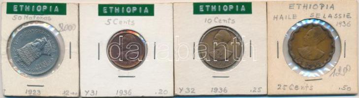 Etiópia 1923. 50m Ni + 1936. 5c Cu + 10c Cu + (1952-1953) 25c Cu T:2,2- Ethiopia 1923. 50 Matonas Ni + 1936. 5 Cent Cu + 10 Cents Cu + (1952-1953) 25 Cents Cu C:XF,VF