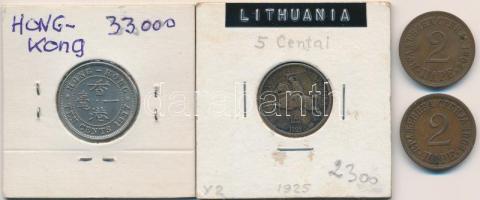 Vegyes: Hongkong 1937. 10c Ni + Litvánia 1925. 5c Al-Br +  Szerbia 1904. 2p Br (2x) T:2,2- Mixed: Hong Kong 1937. 10 Cents Ni + Lithuania 1925. 5 Centai Al-Br + Serbi 1904. 2 Pare Br (2x) C:XF,VF