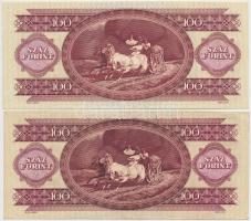 1984. 100Ft (2x) mindkettőnél eltolódott előlapi nyomat T:I,III