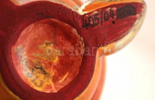 Három lábú eozin mázas váza, kerámia, jelzett, hibátlan, 2db, m:14cm