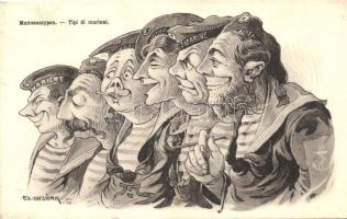 Matrosentypen / Tipi di Marinai / K.u.K. Mariners, humour s: Ed. Dworak
