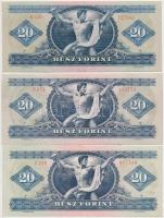 1969-1980. 20Ft (3x) T:II,III mindegyiknél szép, ropogós papír