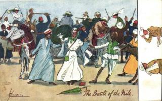 The Battle of the Nile / Egyptian folklore, Raphael Tuck &amp; Sons Oilette Remarque Postcard 9546. &quot;Humour in Egypt-Nile&quot; s: Lance Thackeray