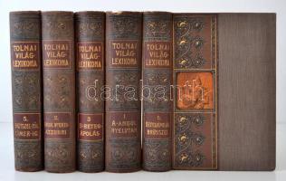 Tolnai Világlexikona I.-V.  A-Címer. Bp., 1912-1913, Magyar Ker. Közlöny Hírlap és könyvkiadó Vállalat. Kiadói díszes aranyozott félbőrkötésben, plakettel. Szép állapotban.