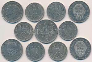 NSZK / Németország 1959-1990. 1M (6xklf) + 1972-1990. 2M (4xklf) + 1977D 5M T:2,2- ph.
FRG / German...