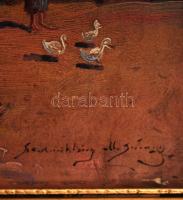 Szentmiklóssy M. Sándor (?-?): Tulipánfák az udvaron. Olaj, karton, jelzett, 29×39 cm