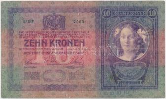 1904. 10K piros "MAGYARORSZÁG" bélyegzővel T:III,III- szakadás