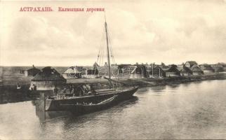 Astrakhan, Kalmyk village, port, ship