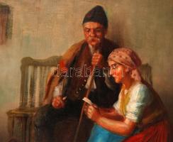 Horváth G. Andor (1876-?): Kukoricahántolók. Olaj, vászon, jelzett, keretben, 75×100 cm