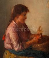 Horváth G. Andor (1876-?): Kukoricahántolók. Olaj, vászon, jelzett, keretben, 75×100 cm