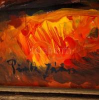 Pirk jelzéssel: Faluhatár. Olaj, vászon, sérült keretben, 46×62 cm