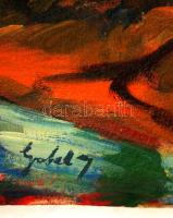 Gobel jelzéssel: Távolból. Olaj, karton, sérült, 59×72 cm