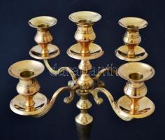 Ötágú réz gyertyatartó, szép állapotban, m: 39 cm