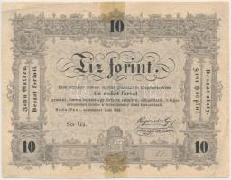 1848. 10Ft Kossuth bankó T:III- ragasztott Adamo G111