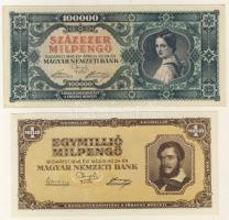 1946. 10.000Milp (1x), 100.000Milp (2x) benne elcsúszott nyomat, 1000.000Milp T:I,I-