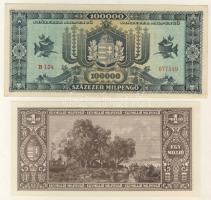 1946. 10.000Milp (1x), 100.000Milp (2x) benne elcsúszott nyomat, 1000.000Milp T:I,I-