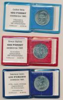1983. 100Ft alpakka "Czóbel Béla" + 100Ft alpakka "Simon Bolivár" + 100Ft alpakk...