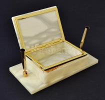Alabástrom asztali írószertartó, 20x11x9 cm