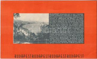 1933 Budapest turisztikai nyomtatvány olasz nyelven, kihajtahatós, 12x76cm