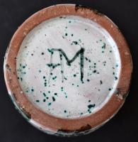 FM jelzéssel csíkos váza, mázas festett kerámia, hibátlan, m:20 cm