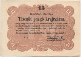 1849. 15kr "Kossuth bankó" T:II,II-