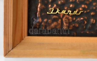 Ikarus réz falikép, fa keretben, 20x22 cm