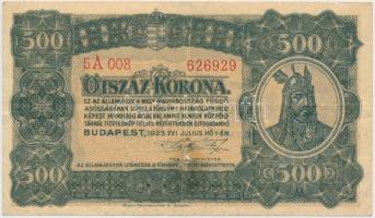 1923. 500K Magyar Pénzjegynyomda Rt. Budapest T:III,III- lyuk Adamo K34