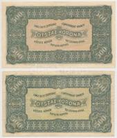 1923. 500K "T.W." jelöléssel, nyomdahely nélküli (2x) színváltozatok T:III