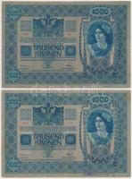 1902. 1000K (2x) egyik hamis "MAGYARORSZÁG" felülbélyegzéssel T:III