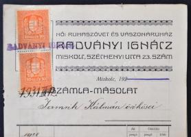 7 db különféle reklámzacskó, ill. fejléces számla