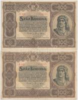 1912-1923. 100K (7x) egyik piros "MAGYARORSZÁG" felülbélyegzéssel T:II-(csak egy db),III,III-