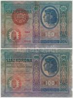 1912-1923. 100K (7x) egyik piros "MAGYARORSZÁG" felülbélyegzéssel T:II-(csak egy db),III,I...
