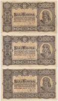 1912-1923. 100K (7x) egyik piros "MAGYARORSZÁG" felülbélyegzéssel T:II-(csak egy db),III,I...