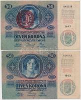 1914-1920. 50K (3x) egyik piros "MAGYARORSZÁG" felülbélyegzéssel T:III