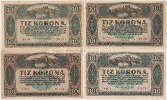 1913-1920. 20K (4x) egyik "DEUTSCHÖSTERREICH" felülbélyegzéssel + 1915-1920. 10K (6x) egyi...