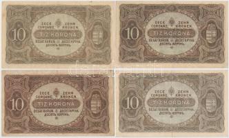 1913-1920. 20K (4x) egyik "DEUTSCHÖSTERREICH" felülbélyegzéssel + 1915-1920. 10K (6x) egyi...