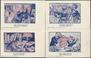 1924 A bélyeggyűjtés eredménye, Bér Dezső rajzai, a. sorozat - 4 db, Budapesti Bélyegtőzsde kiadása,...