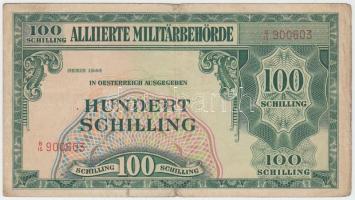 Ausztria/nemzetközi megszállás 1944. 100Sch T:III kis szakadások Austria/allied occupation 1944. 100 Schilling C:F small tears Krause 110