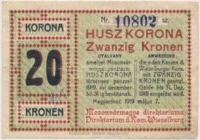 Magyaróvár / Mosonvármegye Direktóriuma 1919.05.07. 20K T:III Adamo MAG-1.4