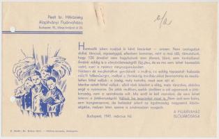 1941 Adományt kérő nyomtatvány, Pesti Izr. Hitközség alapítványi Fiuárvaháza, lyukasztva, 13x21cm
