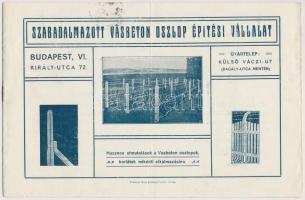 1913 Szabadalmazott vasbeton oszlop építési vállalat katalógus, fotókkal illusztrálva, okmánybélyeggel, pp.:8, 15x23cn