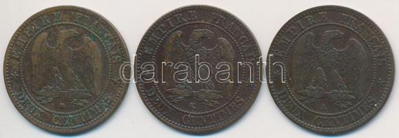 Franciaország / Második Császárszág 1853B 2c Br + 1855A 2c Br + 1862K 2c Br "III. Napóleon"...