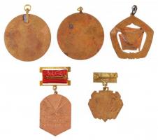 5db-os zománcozott, szocialista kitüntetés tétel, benne "10 éves IG KISZ", "A Haza Fe...